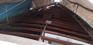 Old beams after deck has been removed